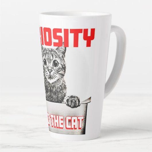 Tasse Latte Curiosité soignée Chat (Angle droit)