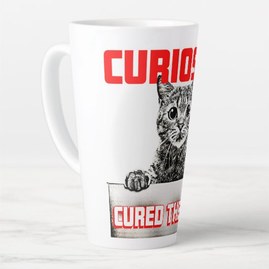 Tasse Latte Curiosité soignée Chat (Angle gauche)
