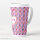 Tasse Latte Custom Cute Cat Cherry Floral Pattern (Angle droit)