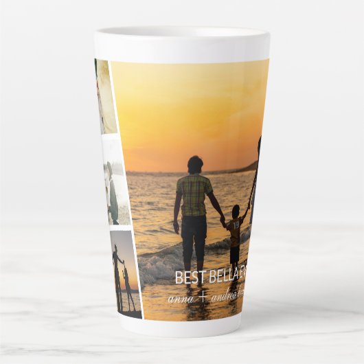 Tasse Latte Custom Filmstrip Frames Photo Collage with Text (Devant)