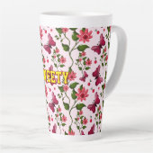 Tasse Latte Custom floral butterfly pattern  (Angle droit)