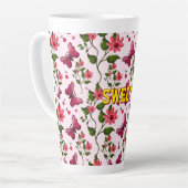 Tasse Latte Custom floral butterfly pattern  (Angle gauche)