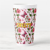 Tasse Latte Custom floral butterfly pattern  (Devant)