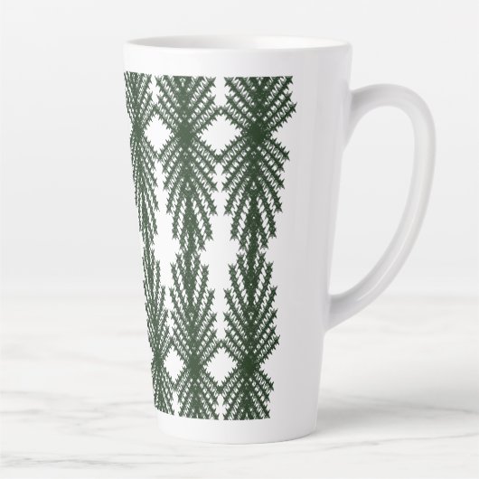 Tasse Latte Custom Forest Green Pine Tree Abstract Pattern (Droite)
