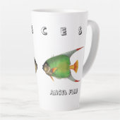 Tasse Latte Custom Green Angel Fish Pisces Astrological Sign (Angle droit)