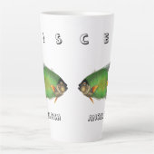 Tasse Latte Custom Green Angel Fish Pisces Astrological Sign (Devant)