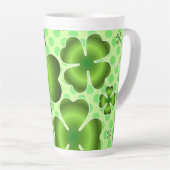 Tasse Latte Custom Green Lucky Clover Pattern Gift (Angle droit)