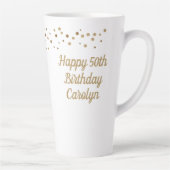 Tasse Latte Custom Joyeux 50e anniversaire confetti or (Droite)