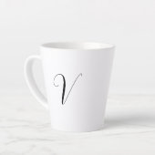 Tasse Latte Custom monogram script initial (Angle gauche)