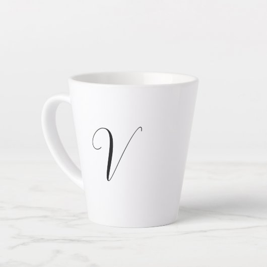 Tasse Latte Custom monogram script initial (Angle gauche)