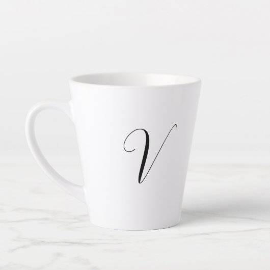 Tasse Latte Custom monogram script initial (Gauche)
