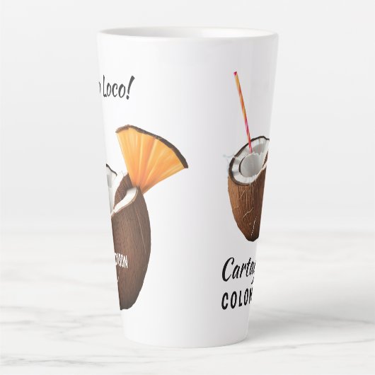 Tasse Latte Custom Name & Location Coco Loco (Devant)
