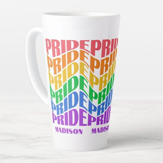 Tasse Latte Custom Name Pride (Angle gauche)