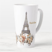 Tasse Latte Custom Paris Eiffel Tower Beautiful Floral (Angle droit)