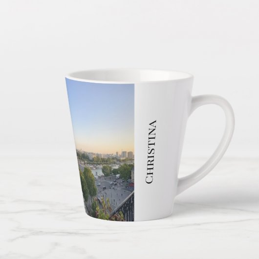 Tasse Latte Custom Paris Panoramic Skyline View Eiffel Tower (Droite)