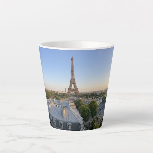 Tasse Latte Custom Paris Panoramic Skyline View Eiffel Tower (Devant)