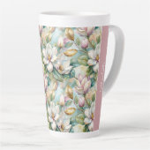 Tasse Latte Custom Pattern Elegant Magnolia Flowers (Angle droit)