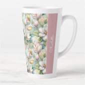 Tasse Latte Custom Pattern Elegant Magnolia Flowers (Droite)