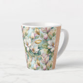 Tasse Latte Custom Pattern Elegant Magnolia Flowers (Angle droit)