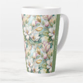 Tasse Latte Custom Pattern Elegant Magnolia Flowers (Angle droit)