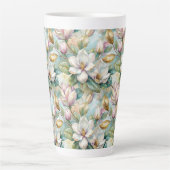 Tasse Latte Custom Pattern Elegant Magnolia Flowers (Devant)