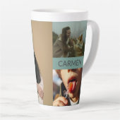Tasse Latte Custom Three-Photo Collage and Personalized Text (Angle droit)