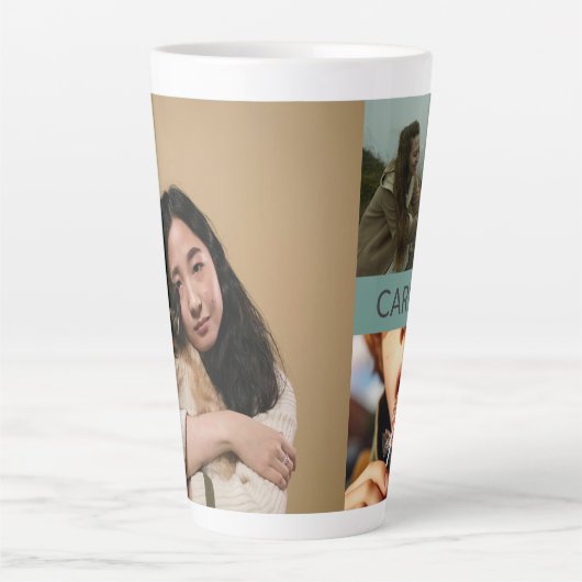 Tasse Latte Custom Three-Photo Collage and Personalized Text (Devant)