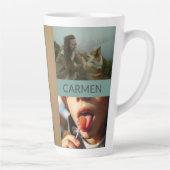 Tasse Latte Custom Three-Photo Collage and Personalized Text (Droite)