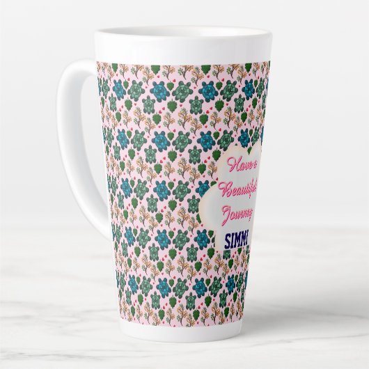 Tasse Latte Custom turtle pattern  (Angle gauche)