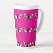 Tasse Latte Custom Vibrant Modern Folk Butterfly Art (Angle droit)