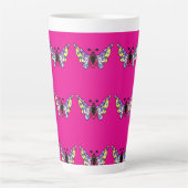 Tasse Latte Custom Vibrant Modern Folk Butterfly Art (Devant)