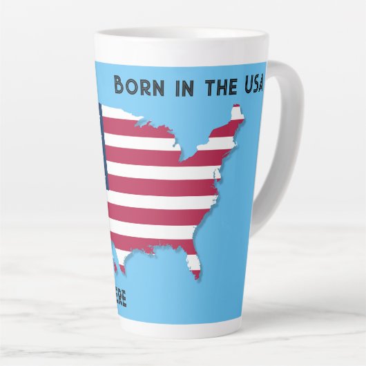 Tasse Latte Customisé Né aux Etats-Unis Carte Drapeau Rouge Bl (Angle droit)