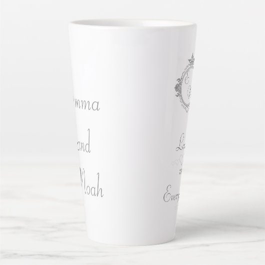 Tasse Latte Customize the names, initials and phrase Love Coff (Devant)