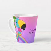 Tasse Latte CustomText/ Tropical Kawaii Toucan Beach Arc-en-ci (Angle gauche)