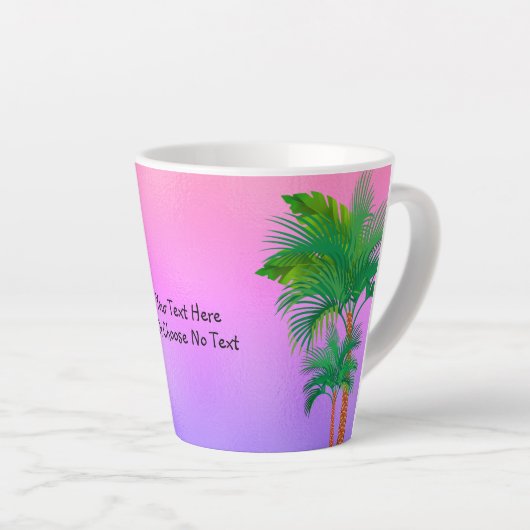 Tasse Latte CustomText/ Tropical Kawaii Toucan Beach Arc-en-ci (Angle droit)