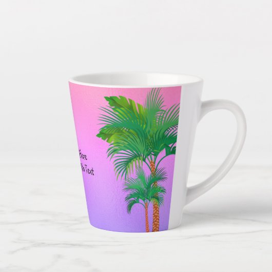 Tasse Latte CustomText/ Tropical Kawaii Toucan Beach Arc-en-ci (Droite)