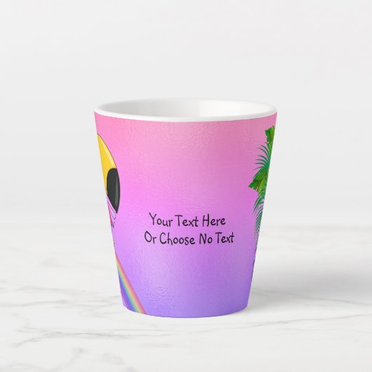 Tasse Latte CustomText/ Tropical Kawaii Toucan Beach Arc-en-ci (Devant)