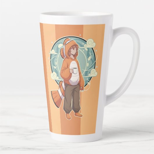 Tasse Latte Cute Anime Boy in Clownfish Costume drinking Coffe (Droite)