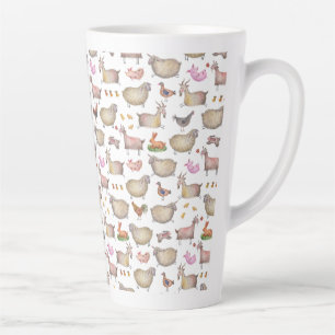 Tasse Latte Cute Aquarelle ferme Grange Animaux Motif