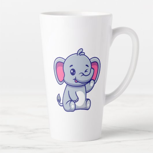 Tasse Latte Cute Baby Elephant Sitting Cartoon-23800 (Droite)
