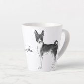 Tasse Latte Cute Basenji Chien En Noir Et Blanc & Nom Personna (Angle droit)