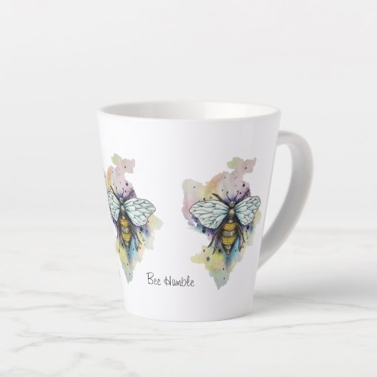 Tasse Latte Cute Bee And Rainbow Wash (Angle droit)