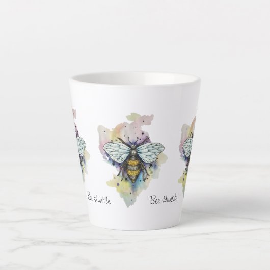 Tasse Latte Cute Bee And Rainbow Wash (Devant)