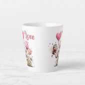 Tasse Latte Cute Bee Love Heart & Floral  (Devant)