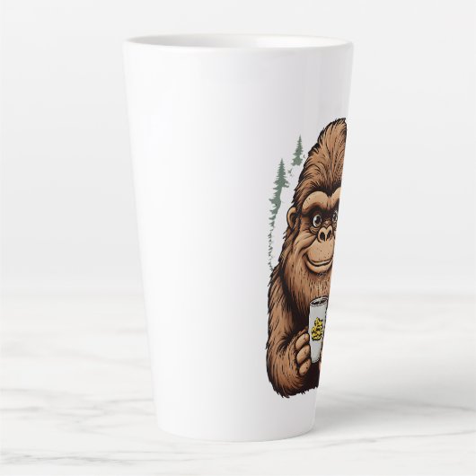 Tasse Latte Cute Bigfoot Drinking Coffee  Funny Sasquatch  (Devant)