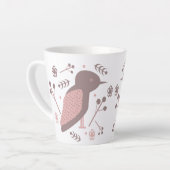 Tasse Latte Cute Bird Brown rose Botanique Floral (Angle gauche)