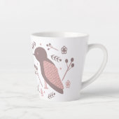 Tasse Latte Cute Bird Brown rose Botanique Floral (Droite)
