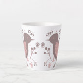 Tasse Latte Cute Bird Brown rose Botanique Floral (Devant)