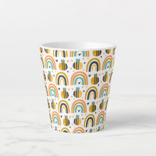 Tasse Latte Cute Bumble Bee et Rainbows Motif