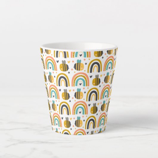Tasse Latte Cute Bumble Bee et Rainbows Motif (Devant)